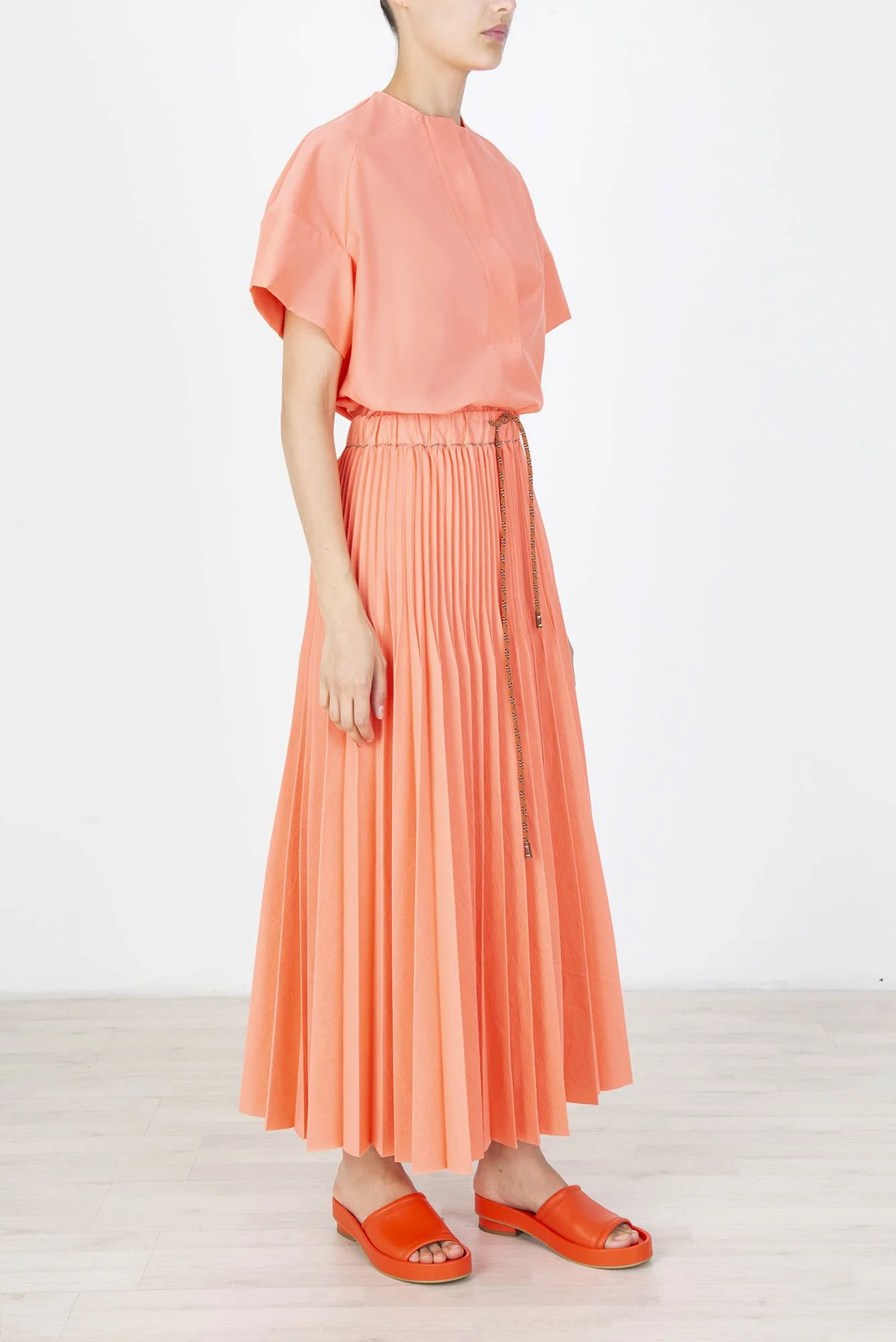 Drawstring pleated skirt clearance
