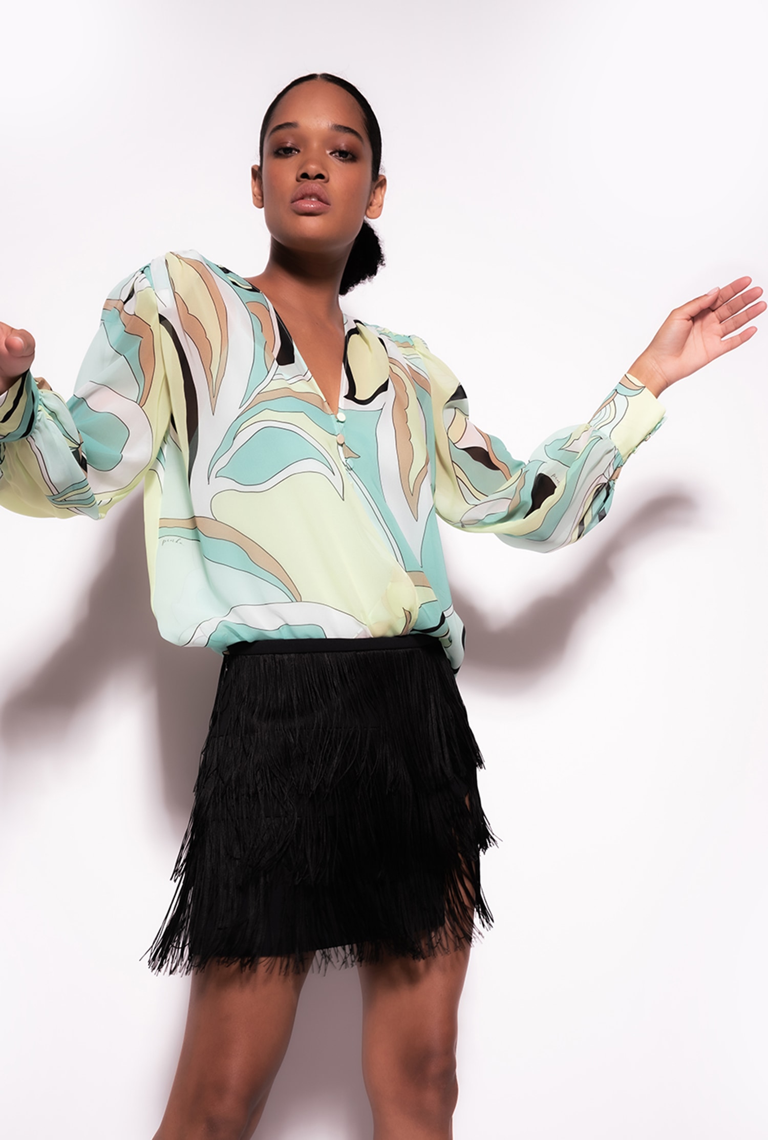 Blusa voile stampa bocciolo PINKO Etienne