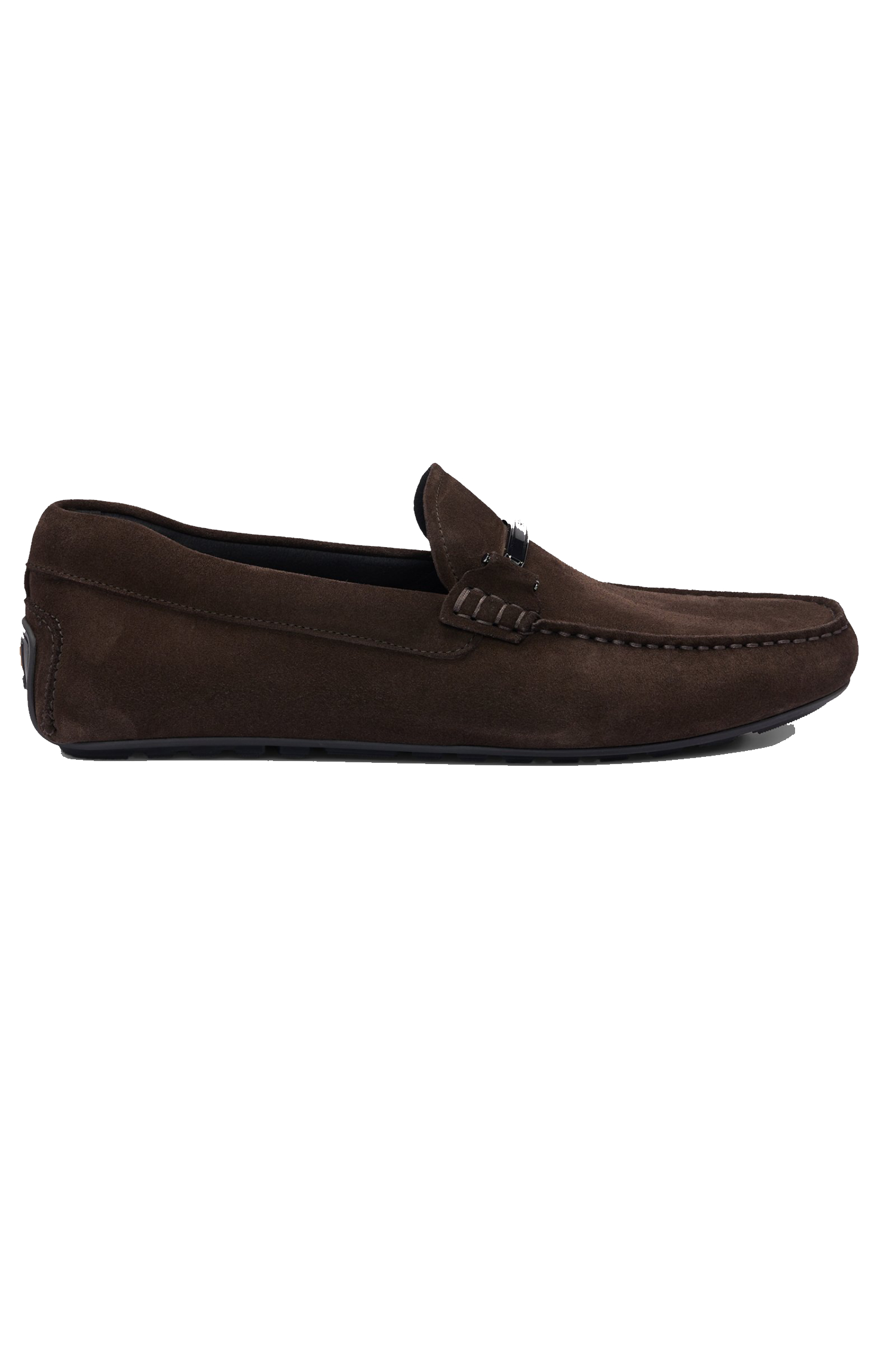 Suede loafers with branded metal details and inner lining BOSS Etienne