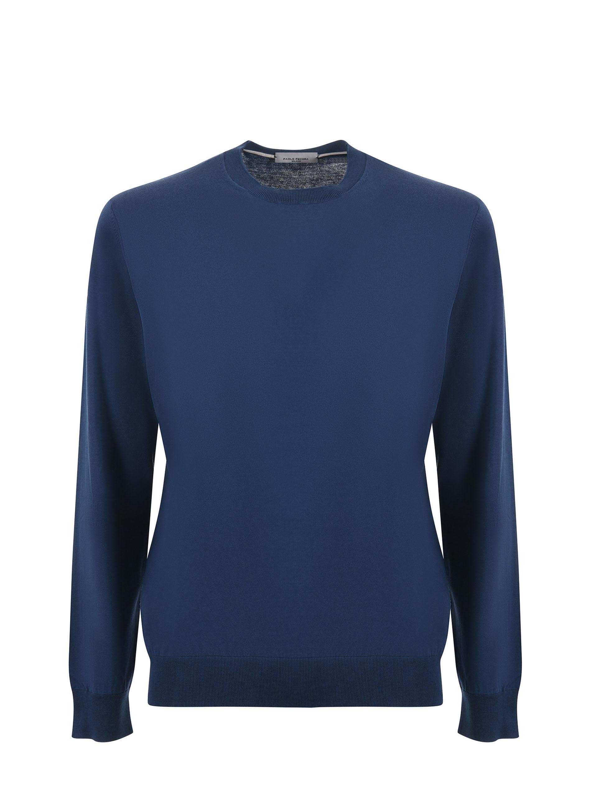 Maglione Paolo Pecora in Filato di Cotone Bluette PAOLO PECORA