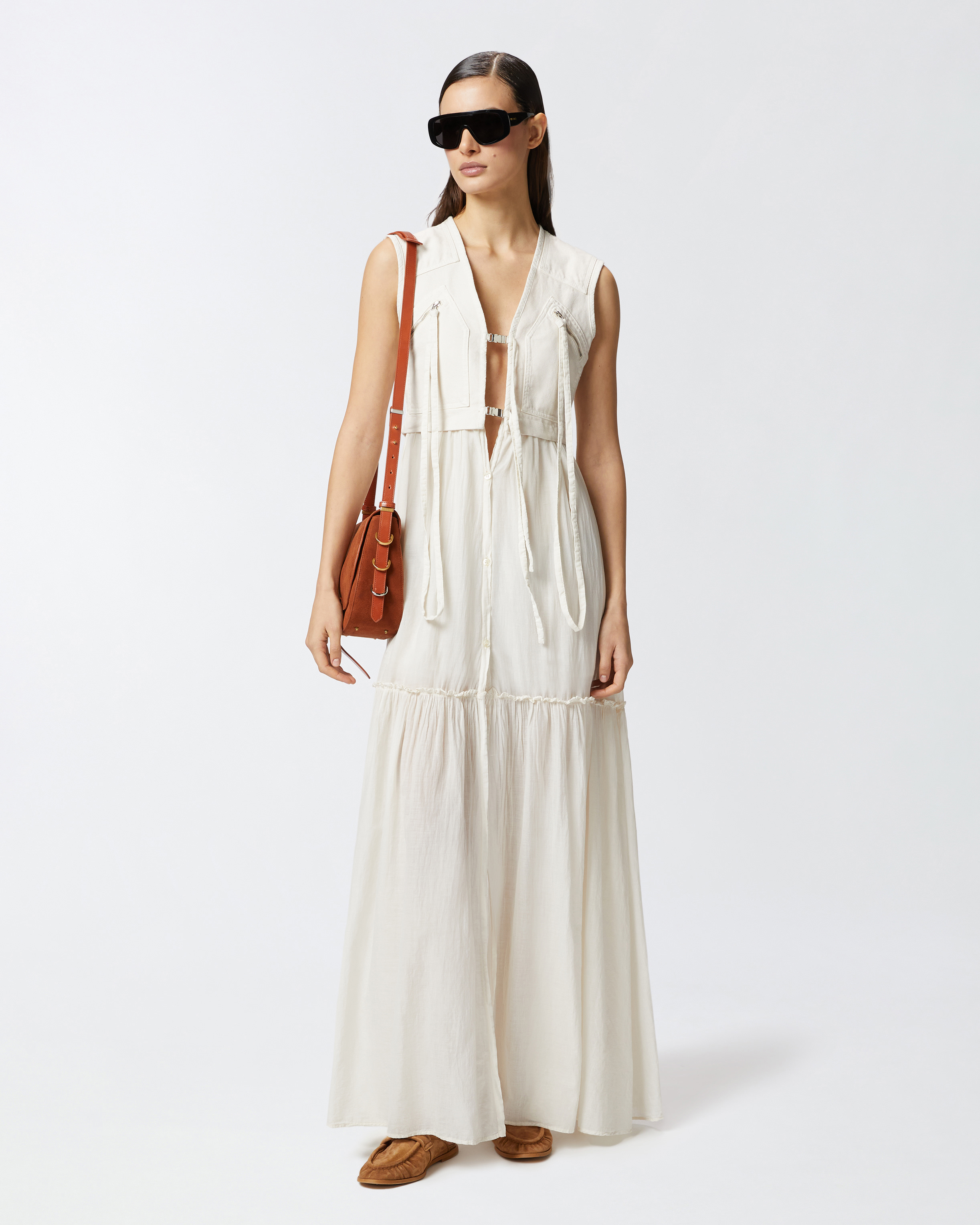 Abito lungo in cotone con gilet smanicato utility PINKO Etienne