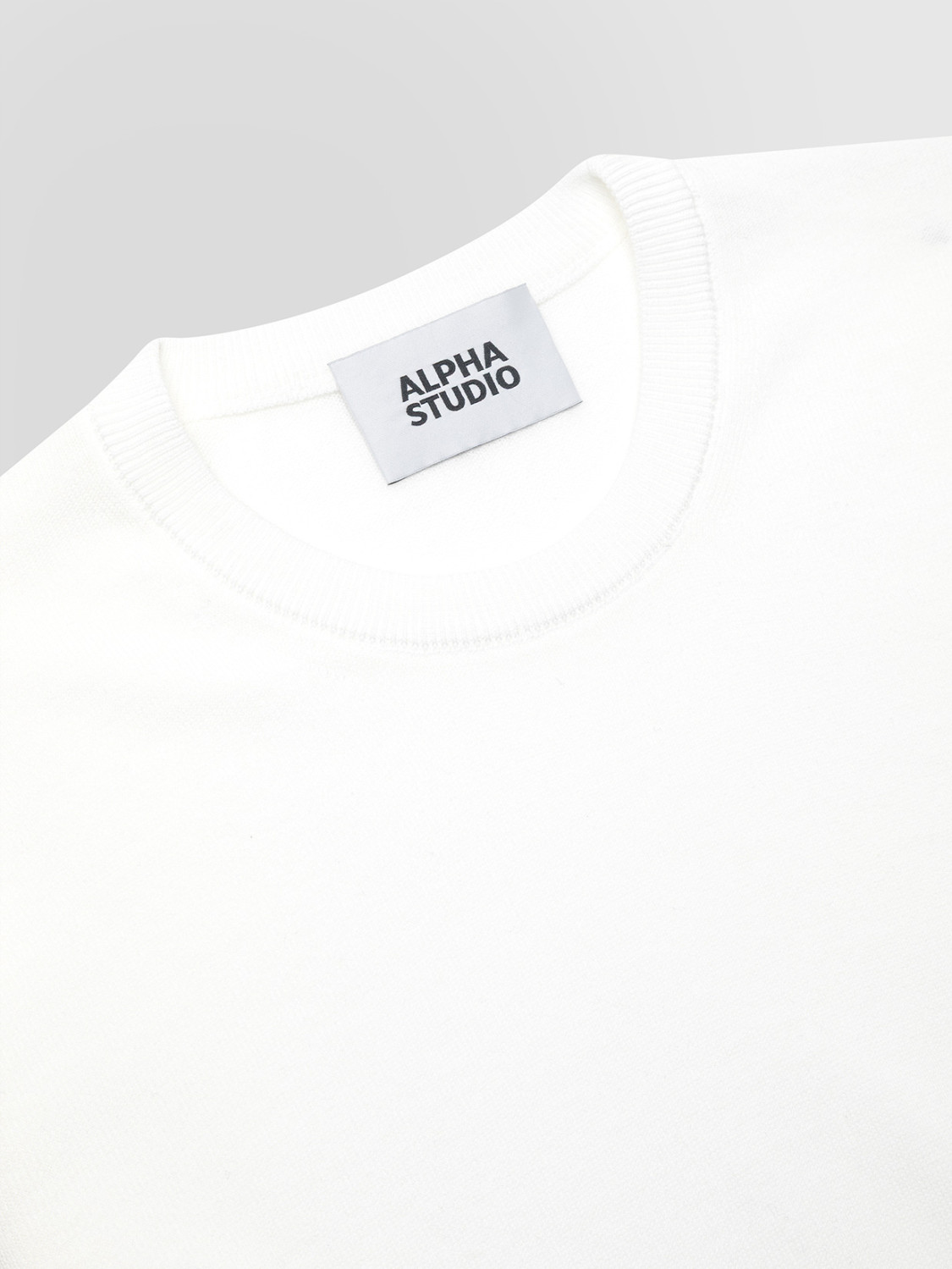 Alpha Studio white cotton crepe crewneck top - ALPHA STUDIO - Etienne