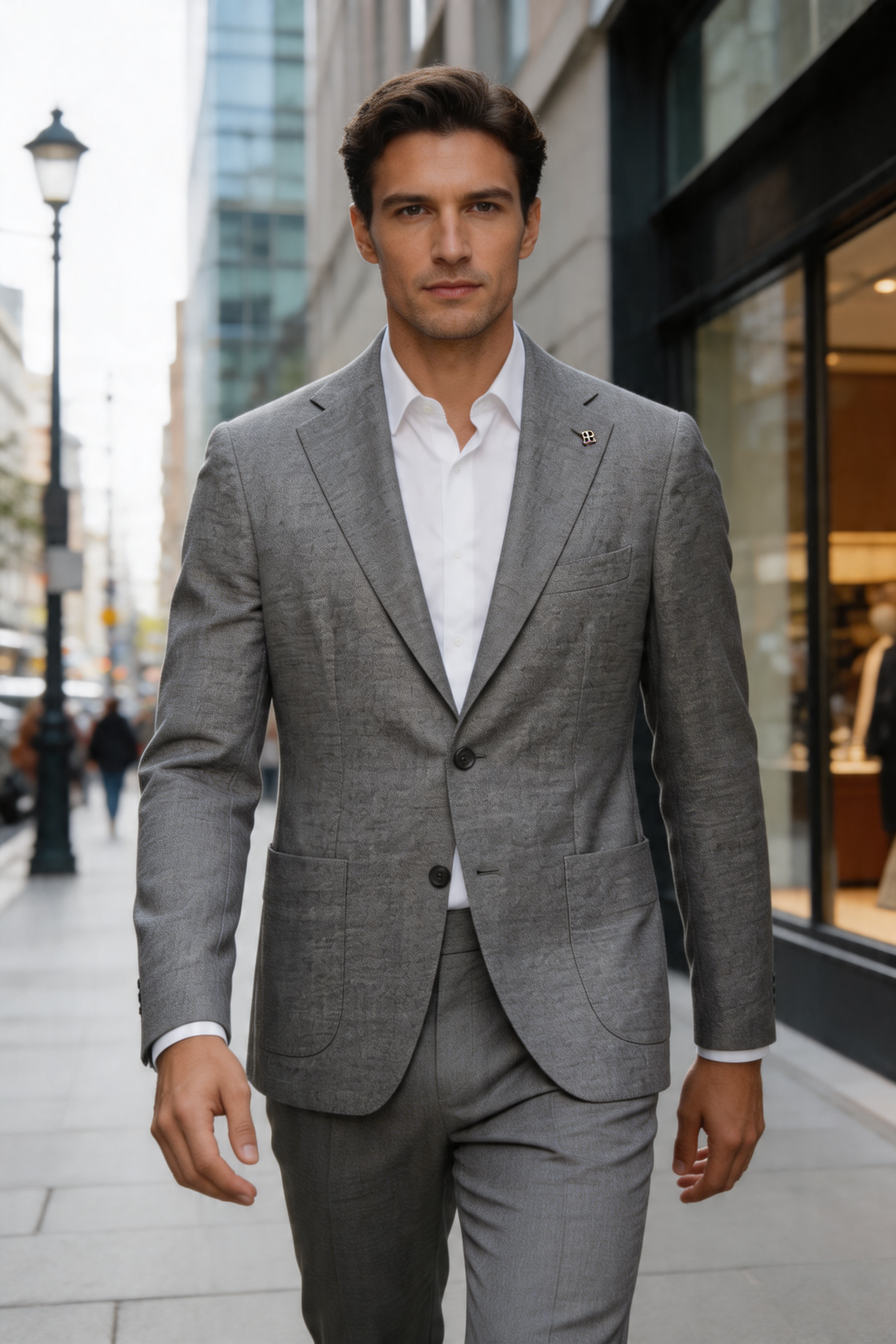 Tagliatore grey mélange tailored jacket in virgin wool Super 110
