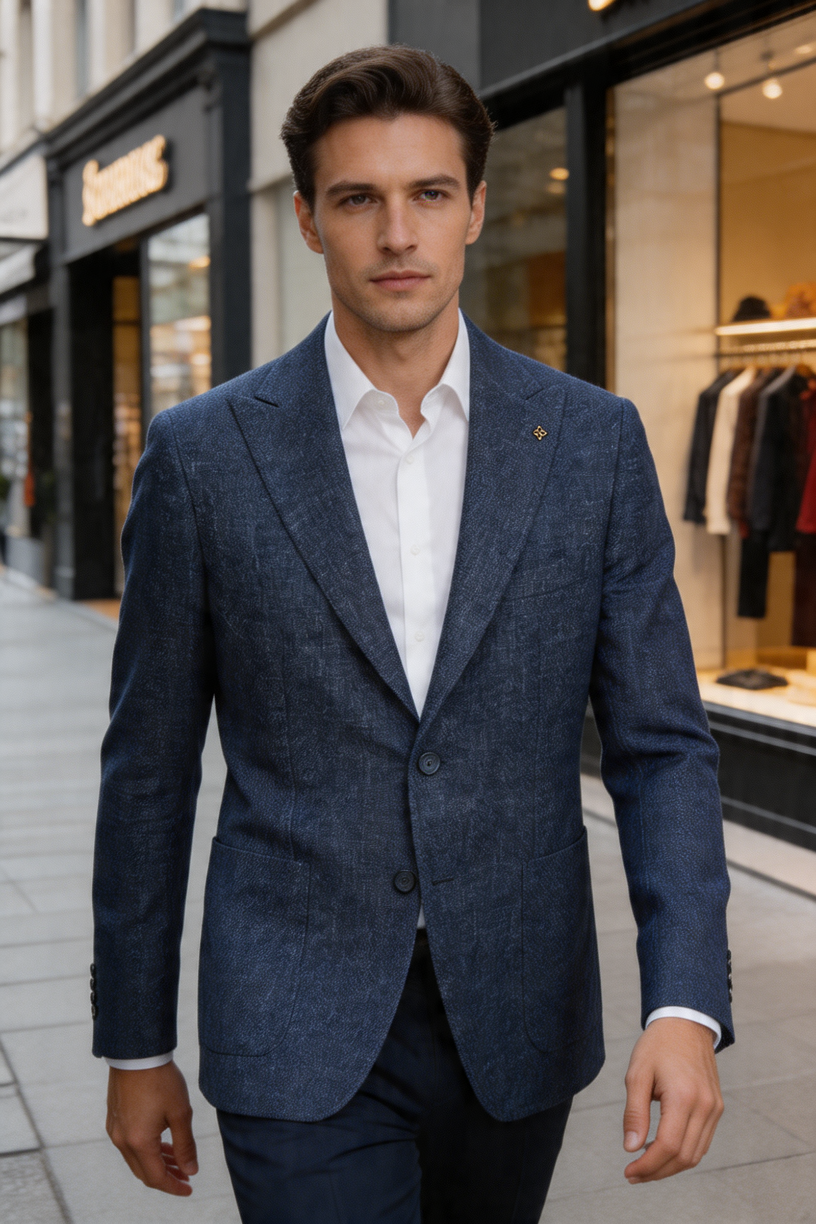 Tagliatore blue avion jacket in wool and linen – Made in Italy 