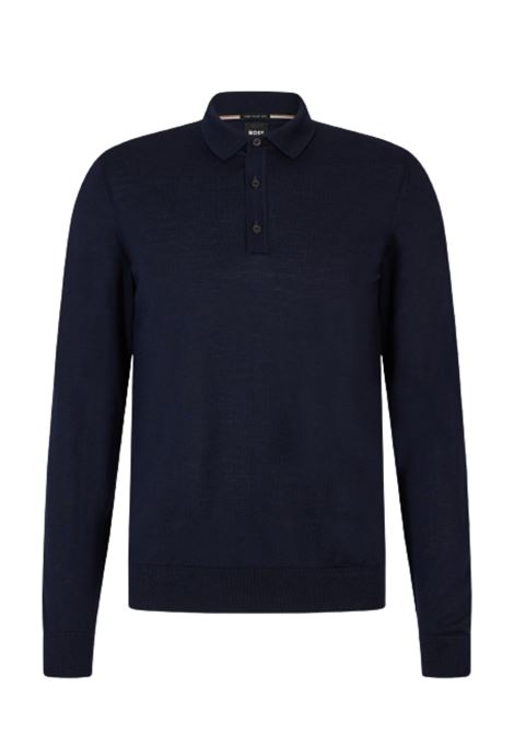 Maglione slim fit in lana vergine con colletto polo BOSS | Maglieria | 50476355404