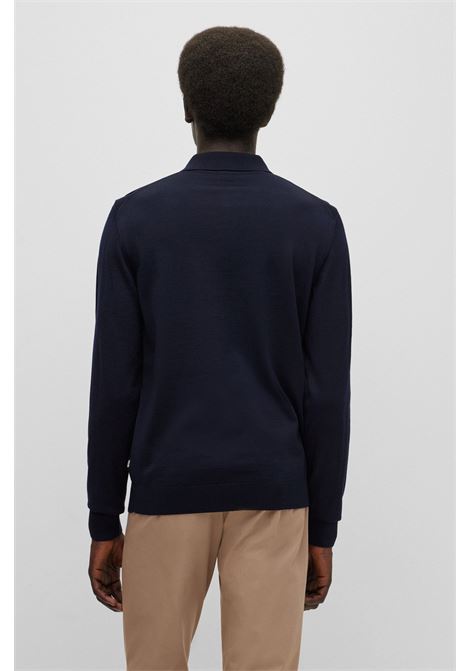 Maglione slim fit in lana vergine con colletto polo BOSS | Maglieria | 50476355404