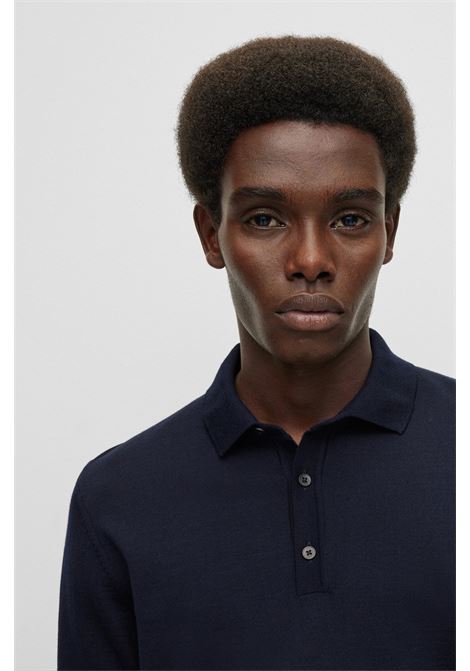 Maglione slim fit in lana vergine con colletto polo BOSS | Maglieria | 50476355404