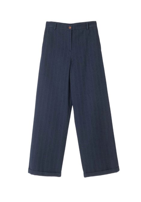 Pantalone navy gessato ALYSI | Pantaloni | 153142A3240NAVY