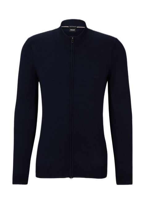 Virgin wool cardigan with zipper and embroidered logo BOSS |  | 50476347404