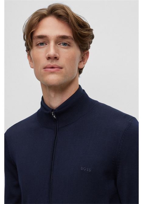 Virgin wool cardigan with zipper and embroidered logo BOSS |  | 50476347404