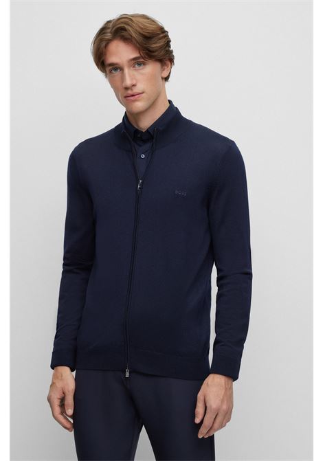 Virgin wool cardigan with zipper and embroidered logo BOSS |  | 50476347404
