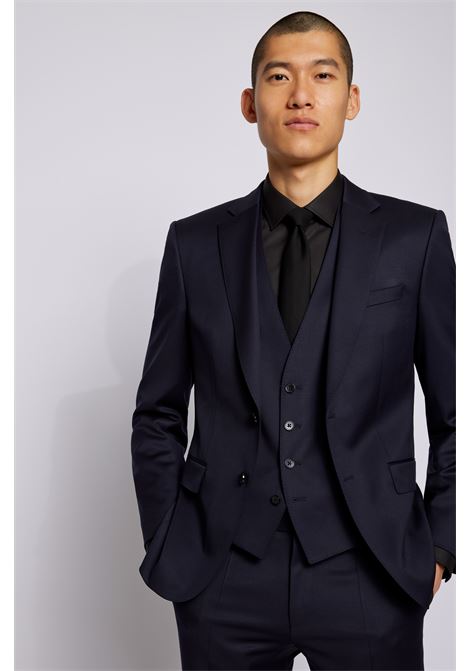 Gilet monopetto in serge di lana vergine - ONE BOSS | Gilet | 50469160401