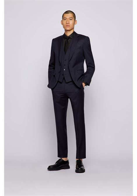 Gilet monopetto in serge di lana vergine - ONE BOSS | Gilet | 50469160401