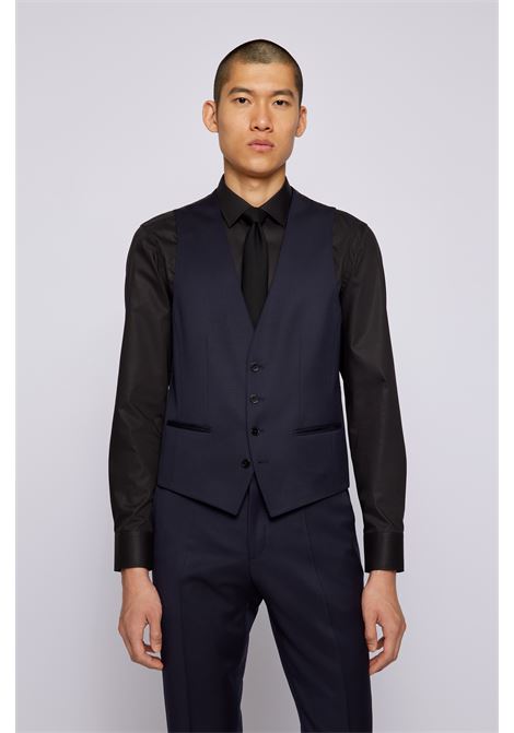 Gilet monopetto in serge di lana vergine - ONE BOSS | Gilet | 50469160401