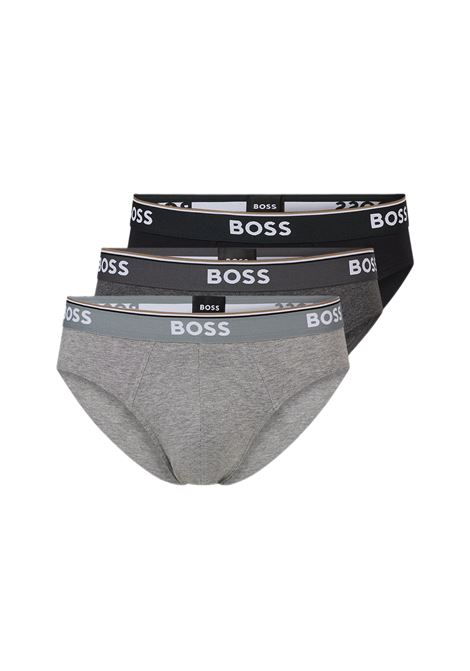 Slip in cotone elasticizzato con elastico in vita con logo in confezione da tre - NOS BOSS | Intimo | 50475273061