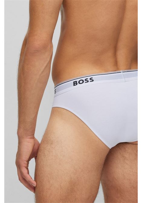 Slip in cotone elasticizzato con elastico in vita con logo in confezione da tre - NOS BOSS | Intimo | 50475273100