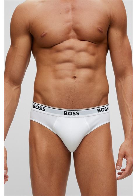 Slip in cotone elasticizzato con elastico in vita con logo in confezione da tre - NOS BOSS | Intimo | 50475273100