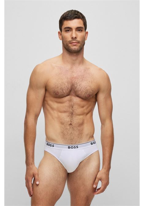Slip in cotone elasticizzato con elastico in vita con logo in confezione da tre - NOS BOSS | Intimo | 50475273999