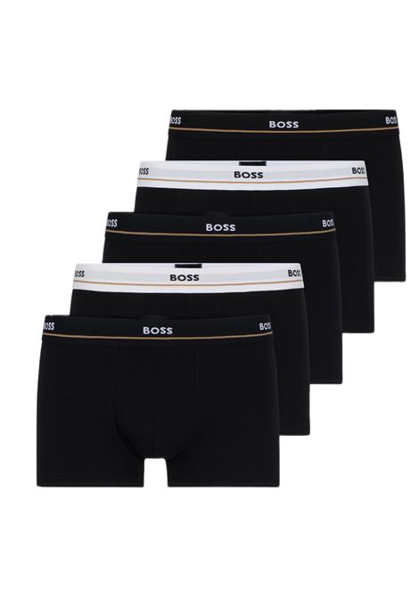 Boxer in cotone elasticizzato con elastico in vita con logo in confezione da cinque - NOS BOSS | Intimo | 50475275001