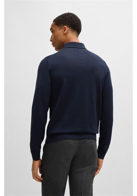Maglione slim fit in lana vergine con colletto polo BOSS | Maglieria | 50476355404