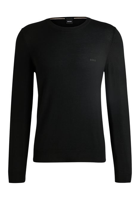 Virgin wool crewneck sweater with embroidered logo BOSS |  | 50476364001