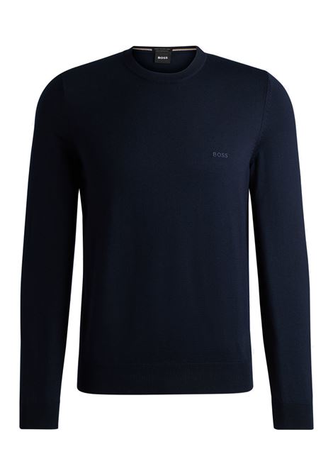 Maglione a girocollo in lana vergine con logo ricamato BOSS | Maglieria | 50476364404