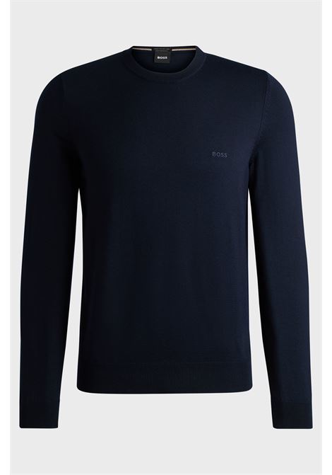Maglione a girocollo in lana vergine con logo ricamato BOSS | Maglieria | 50476364404