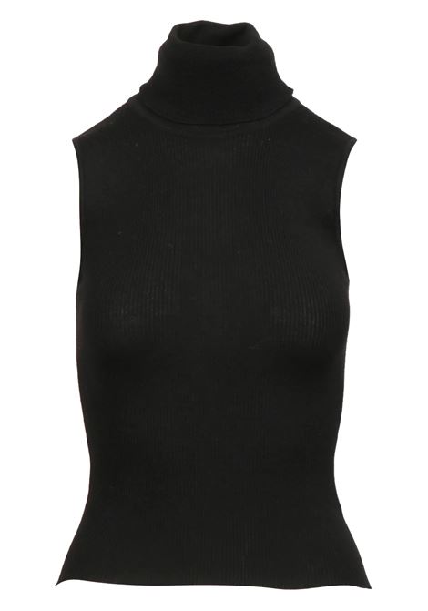 Maglia a Coste in Lana Vergine Nera GRIFONI | Maglieria | GS210007/120003