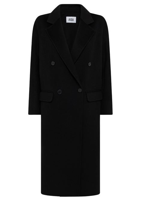 Double Breasted Double Coat in Wool with Notched Lapel - Alpha Studio ALPHA STUDIO |  | AD-4690N2002