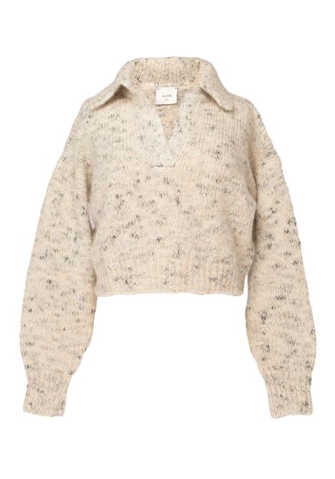 Maglia cropped in lana mélange con colletto aperto Alysi ALYSI | Maglieria | 265429A5019BURRO