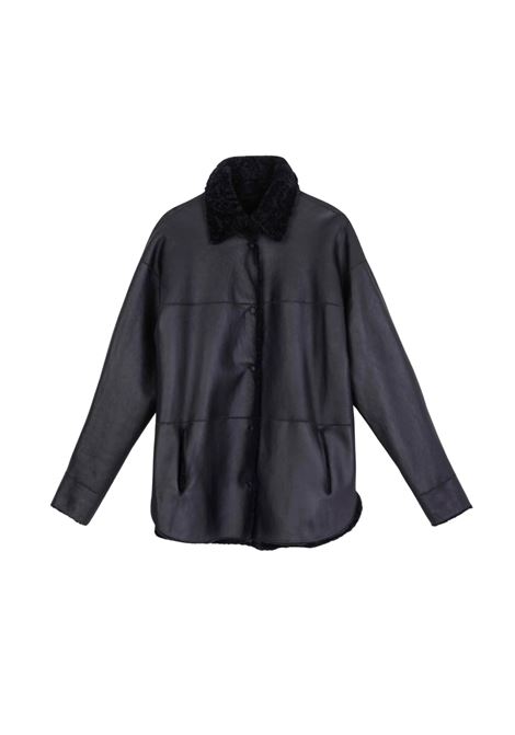 ALYSI Genuine Leather Jacket with Shearling Collar  Regular Fit ALYSI |  | 265922A5222NE