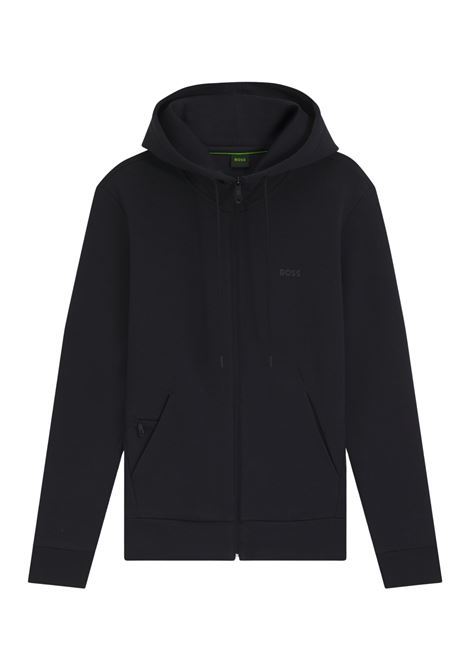 Felpa con Cappuccio e Zip in Cotone Elasticizzato con Logo Stampato - BOSS Uomo BOSS | JERSEY | 5050616140200402