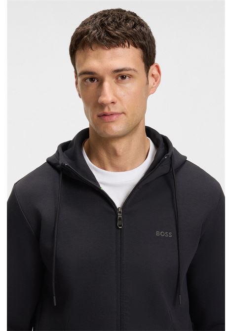 Felpa con Cappuccio e Zip in Cotone Elasticizzato con Logo Stampato - BOSS Uomo BOSS | JERSEY | 5050616140200402