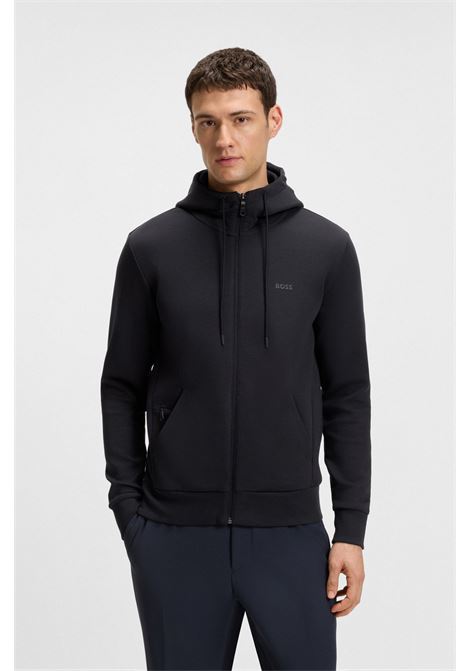 Felpa con Cappuccio e Zip in Cotone Elasticizzato con Logo Stampato - BOSS Uomo BOSS | JERSEY | 5050616140200402