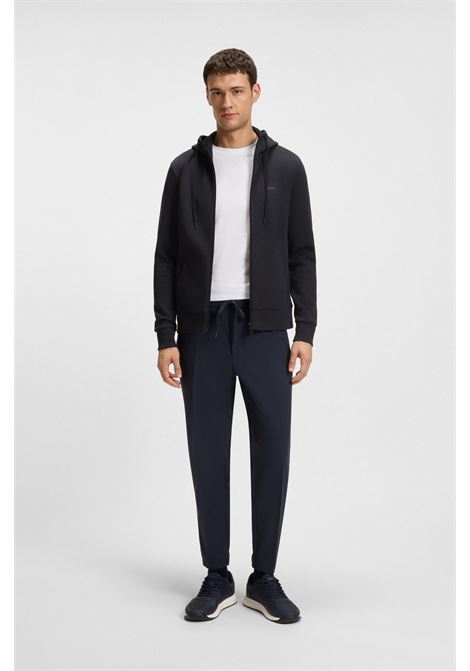 Felpa con Cappuccio e Zip in Cotone Elasticizzato con Logo Stampato - BOSS Uomo BOSS | JERSEY | 5050616140200402