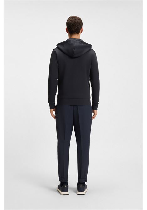 Felpa con Cappuccio e Zip in Cotone Elasticizzato con Logo Stampato - BOSS Uomo BOSS | JERSEY | 5050616140200402