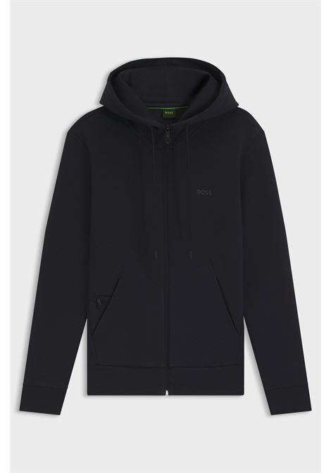 Felpa con Cappuccio e Zip in Cotone Elasticizzato con Logo Stampato - BOSS Uomo BOSS | JERSEY | 5050616140200402