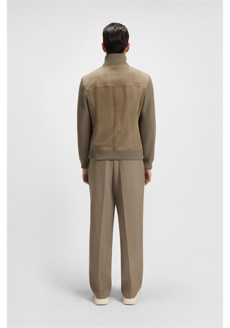 BOSS Suede Leather Jacket with Cotton Blend Sleeves  Refined Hybrid Style BOSS |  | 5054767324500245