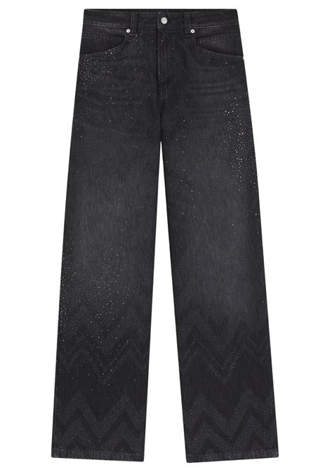 BOSS Womens Wide-Leg Black Denim Jeans with Crystals  Radiant and Contemporary Style BOSS |  | 5054844400200002