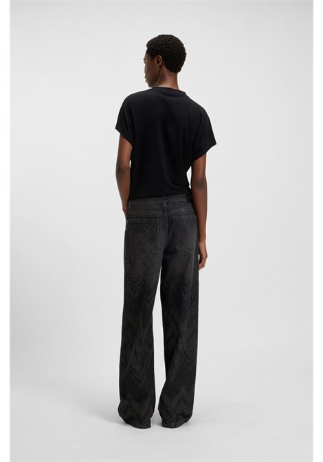 BOSS Womens Wide-Leg Black Denim Jeans with Crystals  Radiant and Contemporary Style BOSS |  | 5054844400200002