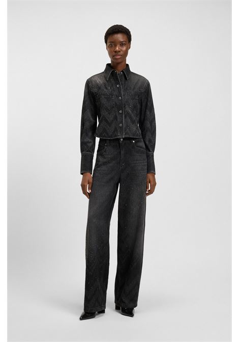 BOSS Womens Short Black Denim Jacket with Crystals  Sparkling Contemporary Elegance BOSS |  | 5054844500200002