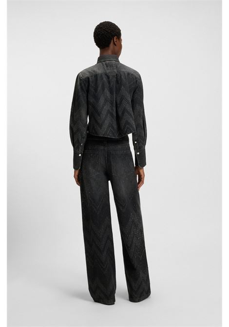 BOSS Womens Short Black Denim Jacket with Crystals  Sparkling Contemporary Elegance BOSS |  | 5054844500200002