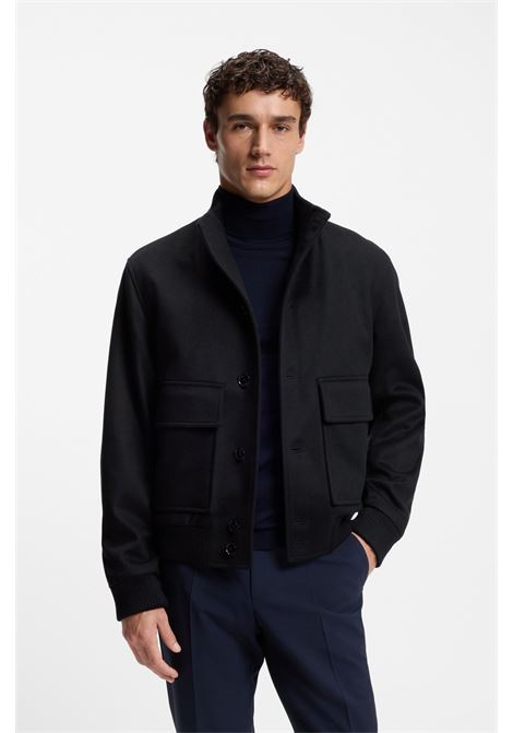 BOSS Wool and Cashmere Blouson Coat  Modern Elegance with Knitted Details BOSS |  | 5055109140400404