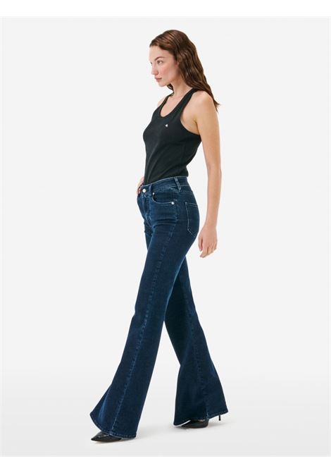 Women's High Rise Flare Jeans Deep Blue Eco Stone Wash CYCLE |  | 452P55183