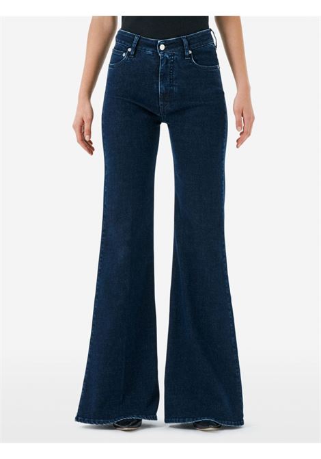 Women's High Rise Flare Jeans Deep Blue Eco Stone Wash CYCLE |  | 452P55183