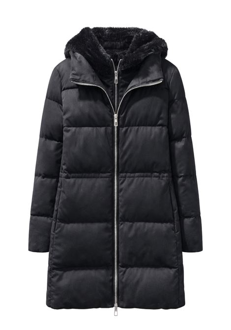 DUNO long padded coat with hood and faux fur collar  Black DUNO |  | VIRNA BOLZANO901