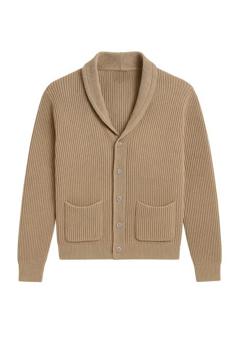 FEDELI Mens Terminillo Cardigan in Merino Light Fast  Taupe Beige FEDELI |  | MU0F703373