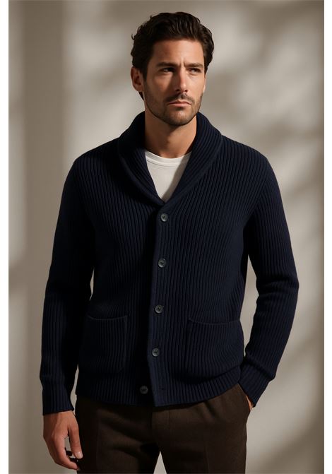 FEDELI Mens Terminillo 7 Cardigan in Merino Light Fast  Navy Blue FEDELI |  | MU0F703380