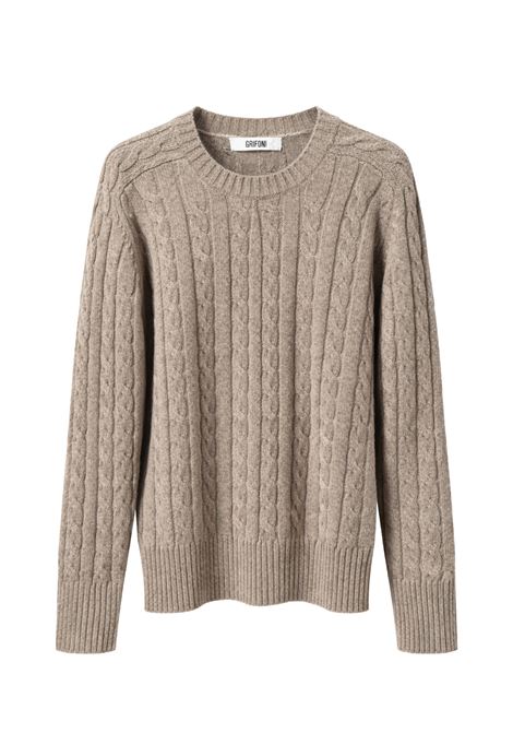 Maglione Grifoni a Trecce in Maglia Color Noce GRIFONI | Maglieria | 210040/125069