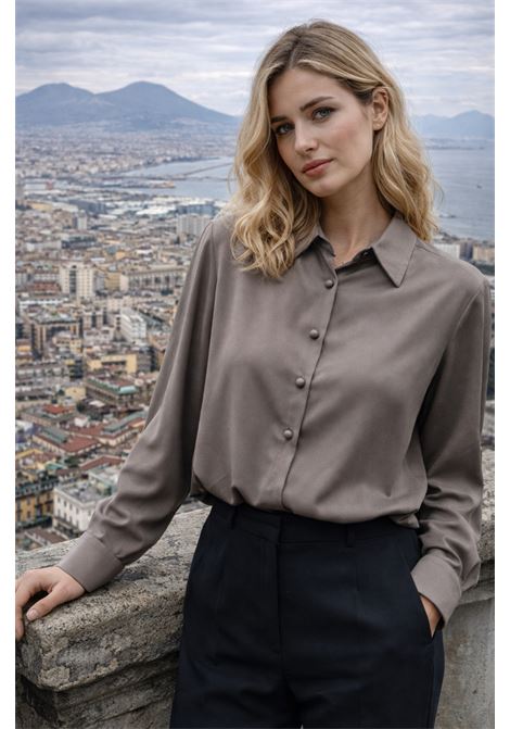 Camicia Grifoni in Tessuto Fluido  Colore Caffè GRIFONI | CAMICIE | 220017/7627